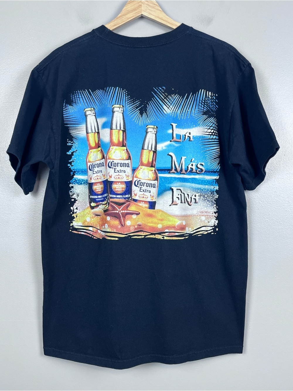 Corona Extra Men's 100% Cotton Double Sided Graphic Print Tee Shirt Size L; Beer